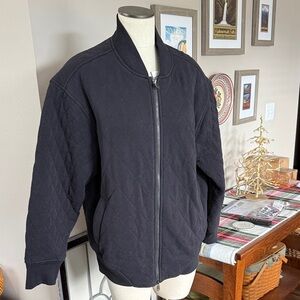 Athleta Black Quilted Bomber Jacket